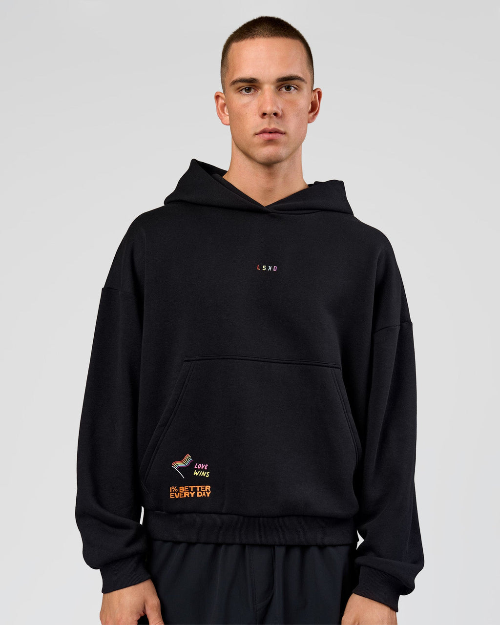 Pride Sticker Boxy Hoodie - Black