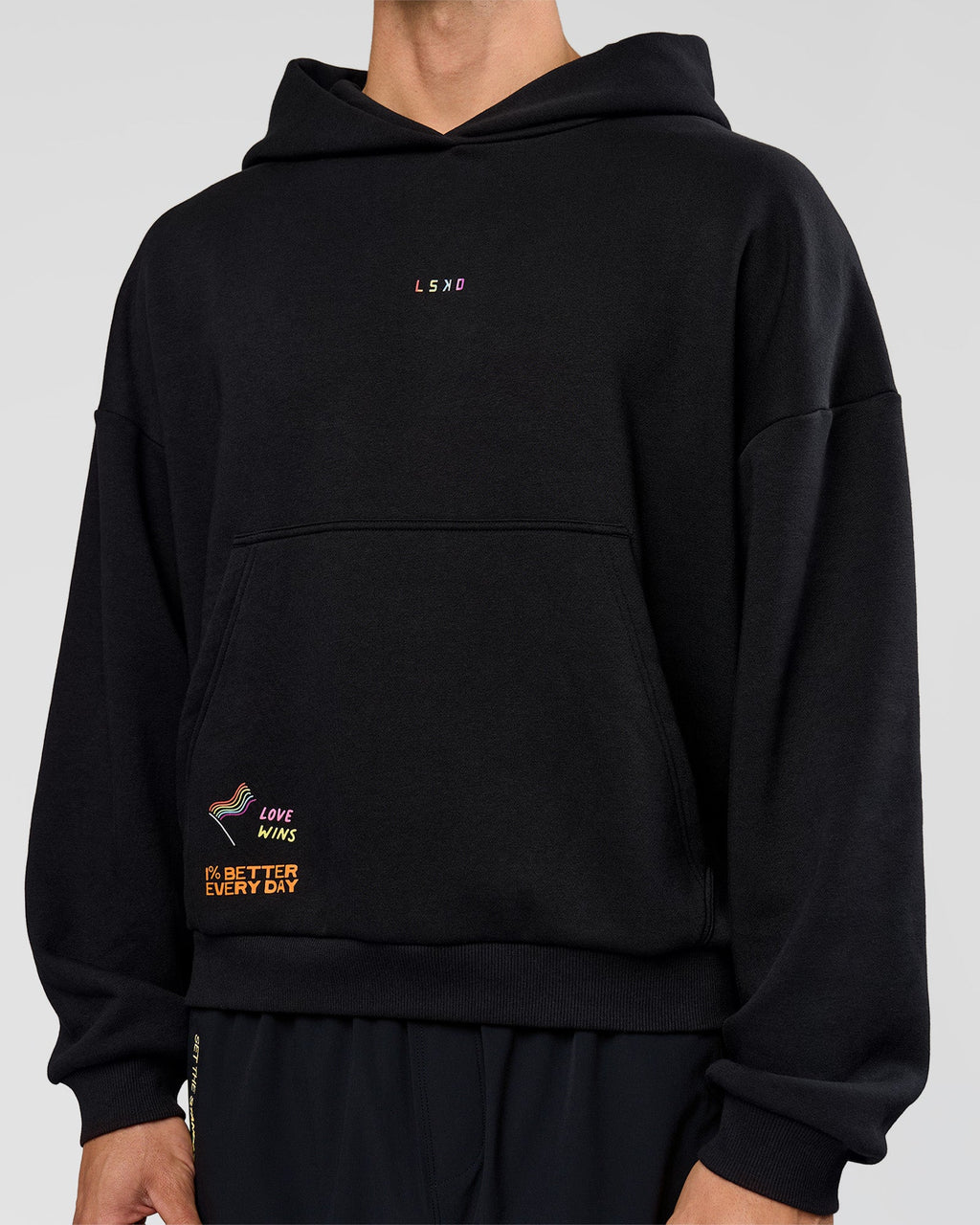 Pride Sticker Boxy Hoodie - Black