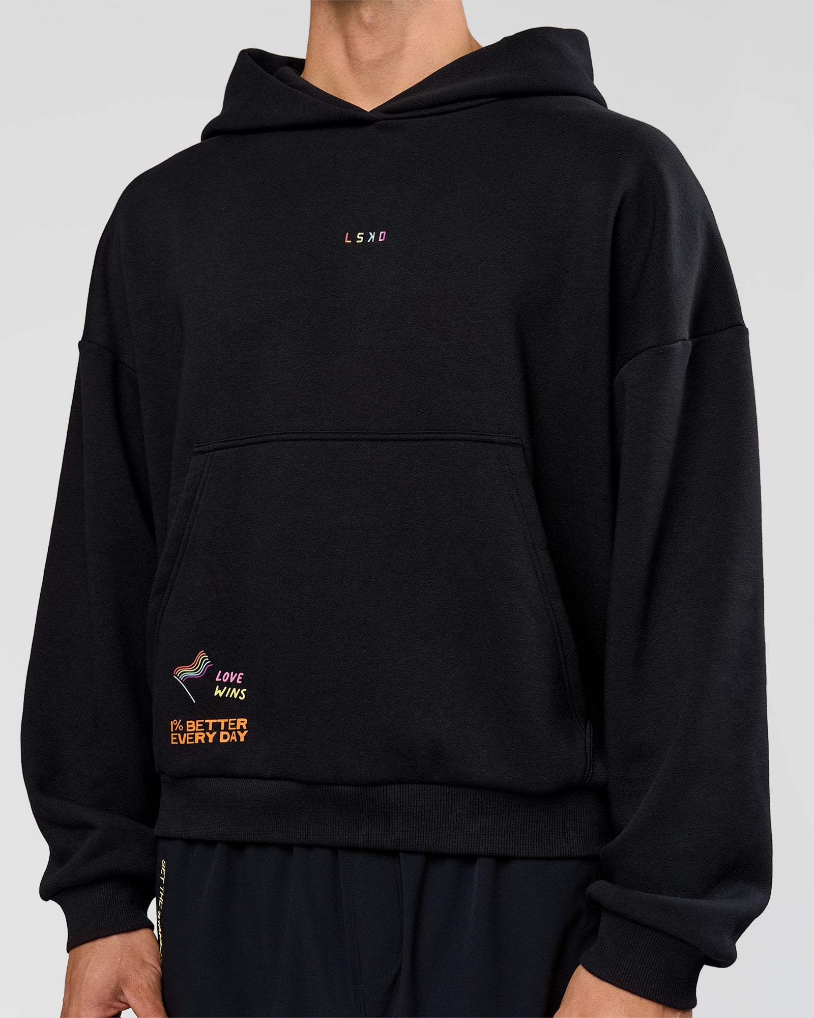 Pride Sticker Boxy Hoodie - Black