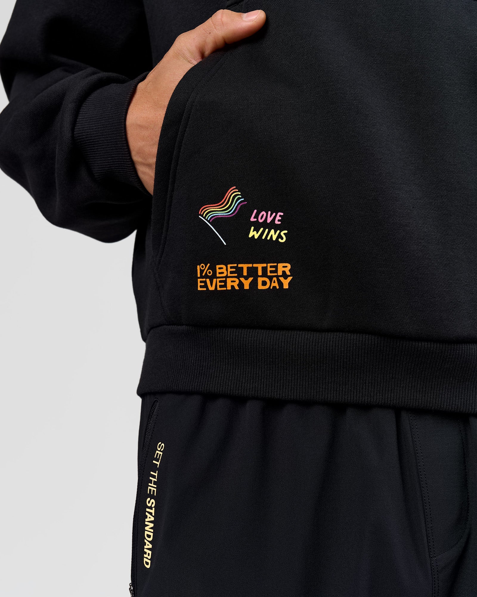 Pride Sticker Boxy Hoodie - Black