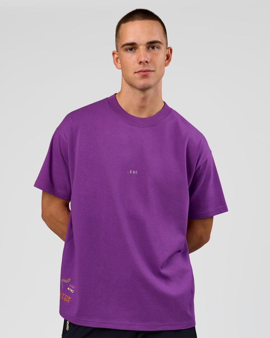 Pride Sticker Boxy Tee - Fresh Purple