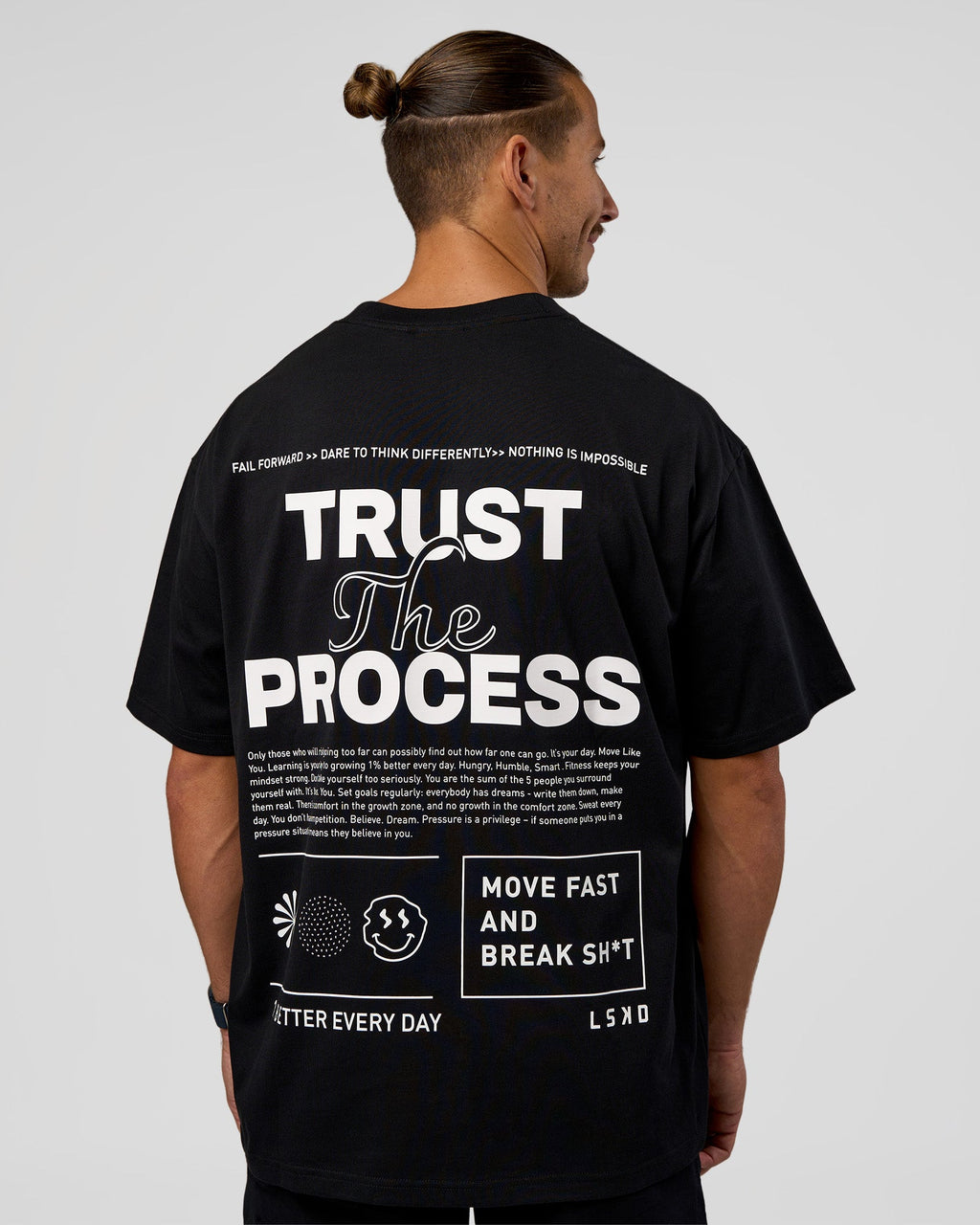 Trust The Process Heavyweight Unisex Oversized Tee - Black-White