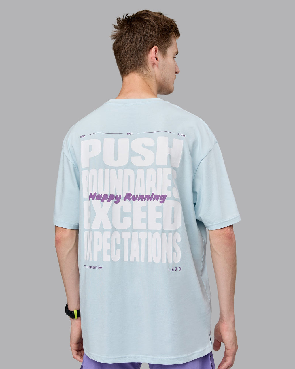 Push Boundaries FLXCotton Oversized Tee - Light Cyan-White
