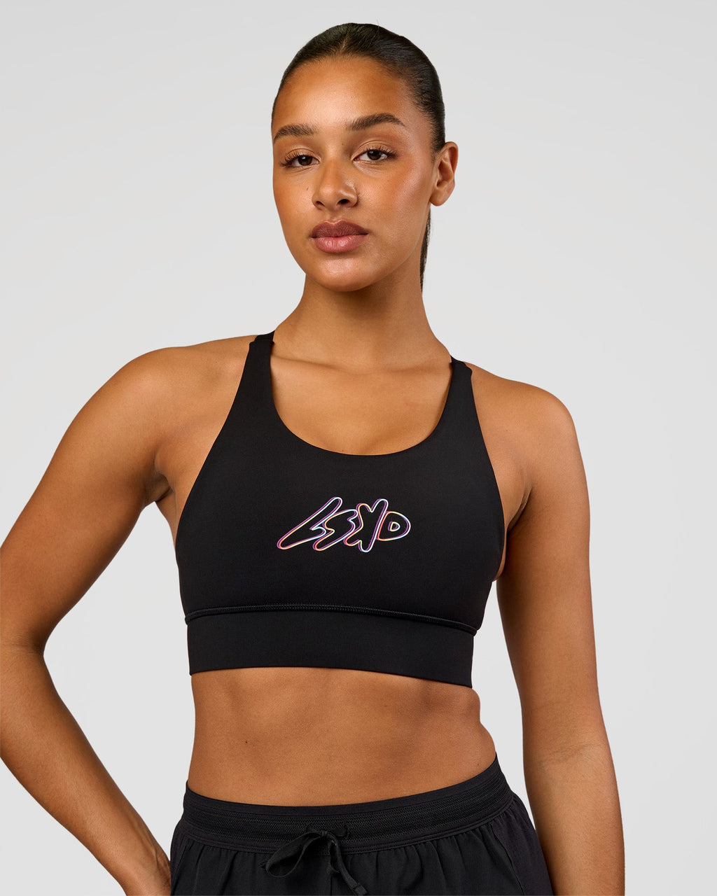 Accelerate Graphic Sports Bra - Black-Radiate