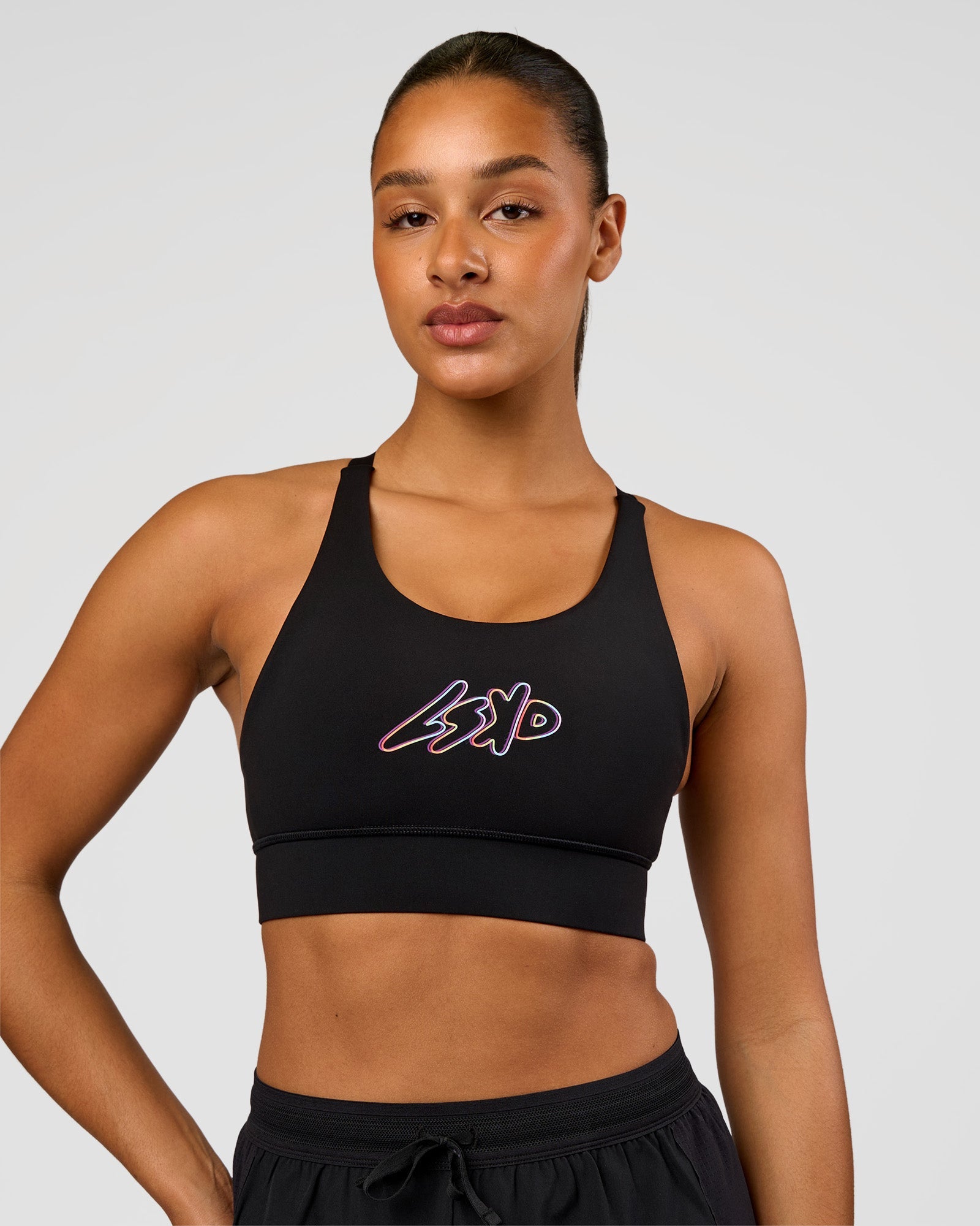 Accelerate Graphic Sports Bra - Black-Radiate