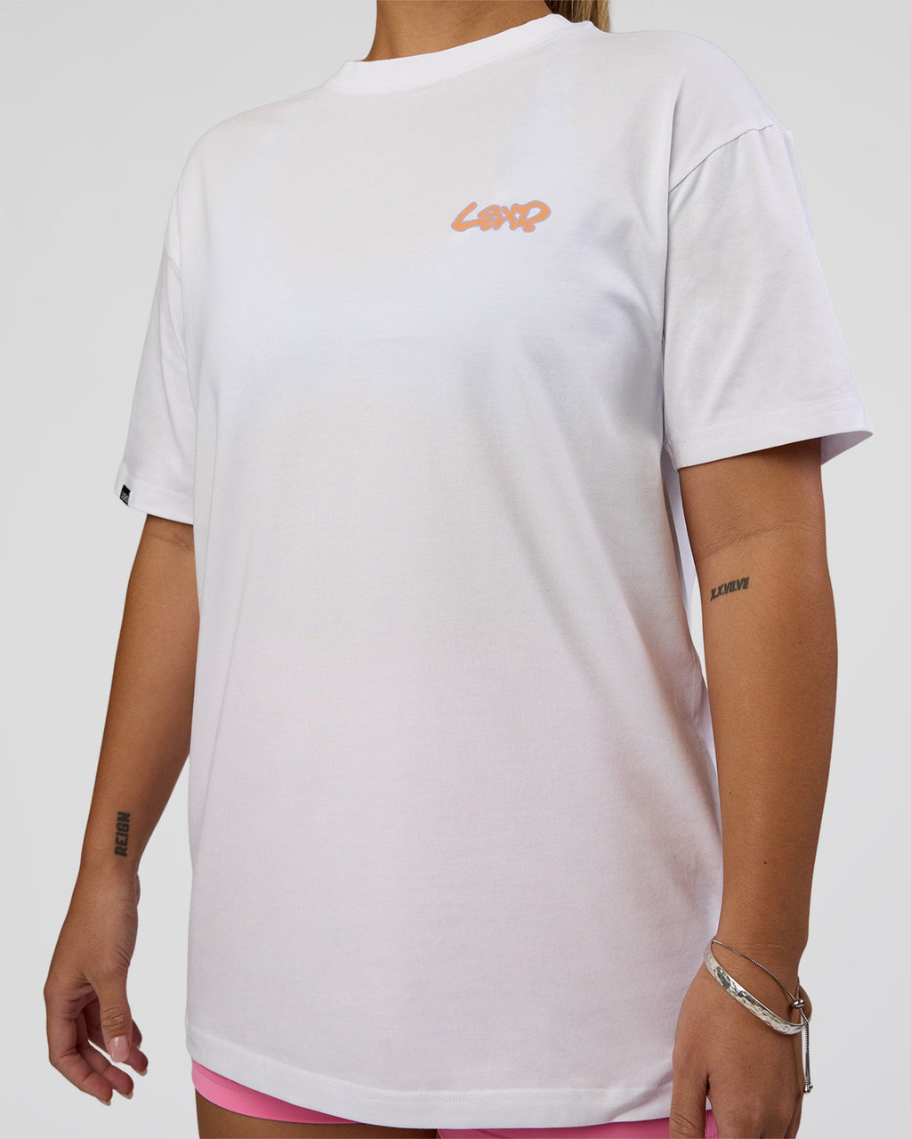 Break Through FLXCotton Oversized Tee - White-Pale Lilac
