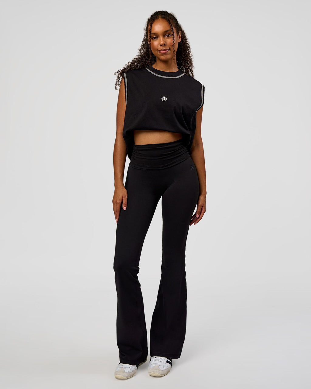 CF Fold Over High-Rise Flared Legging - Black