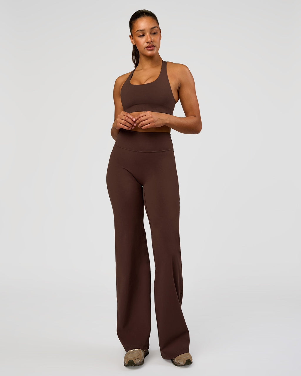 Flow Bonded Scoop Neck Sports Bra - Hot Chocolate