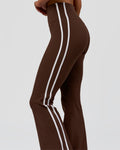 Fusion V-Contour Bind High-Rise Flared Legging - Hot Chocolate-white