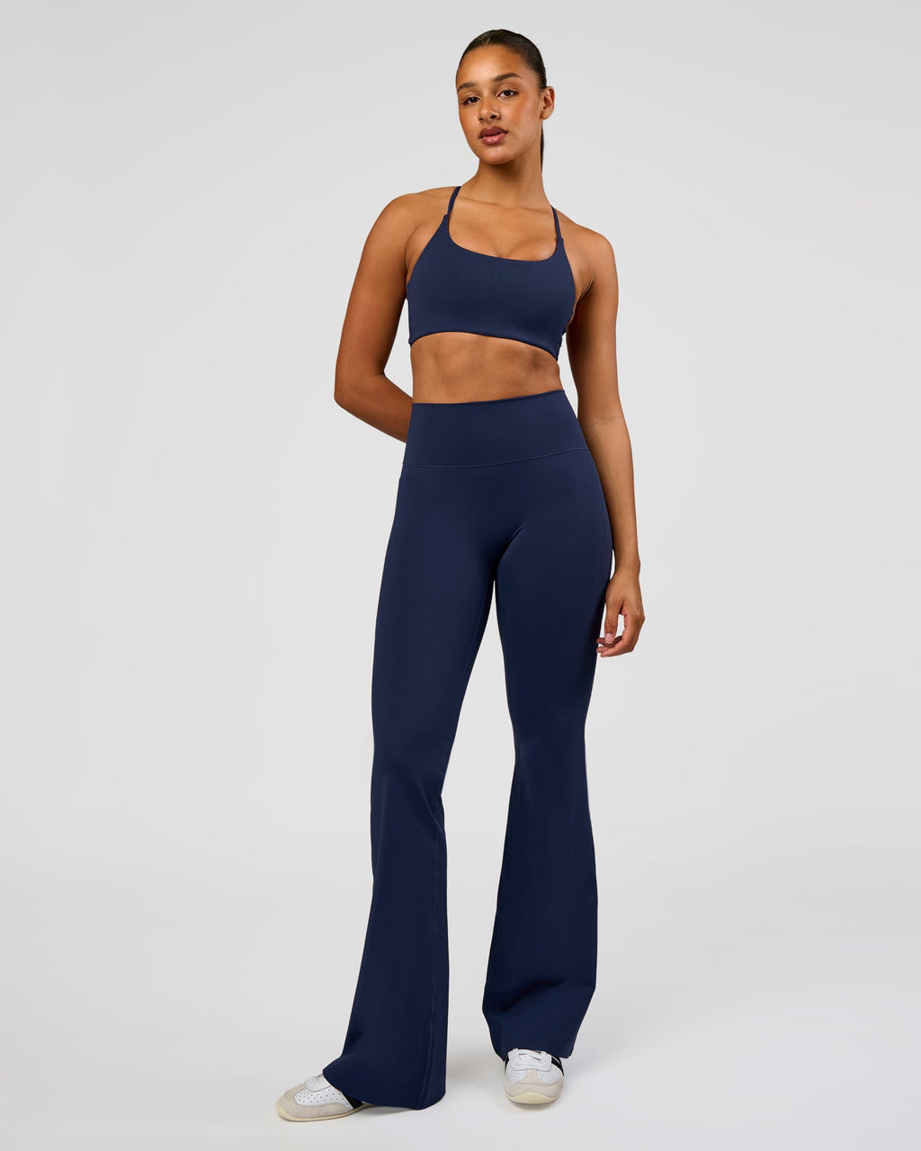 Fusion V-Contour High-Rise Flared Tall Legging Pockets - Future Navy