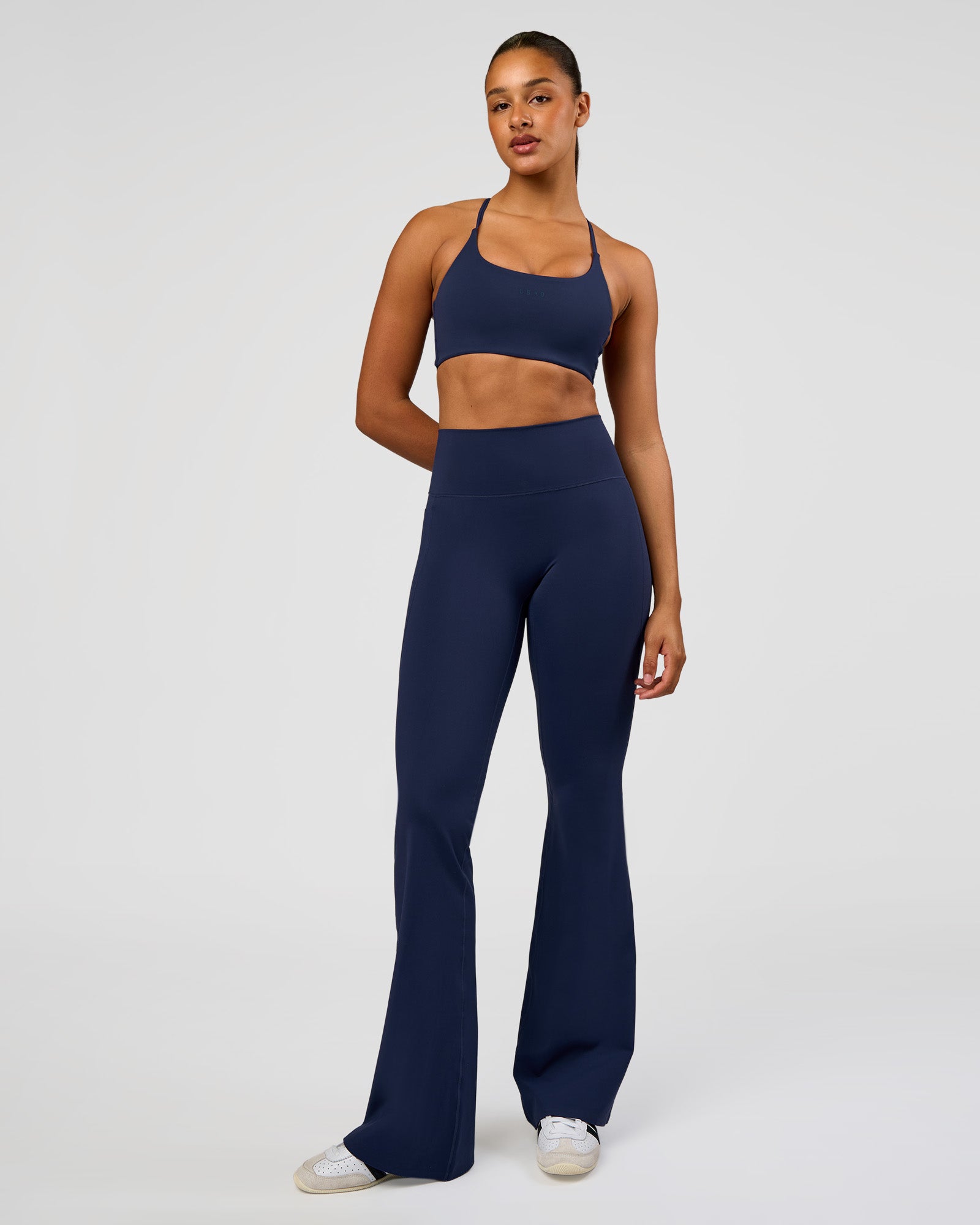 Fusion V-Contour High-Rise Flared Tall Legging Pockets - Future Navy
