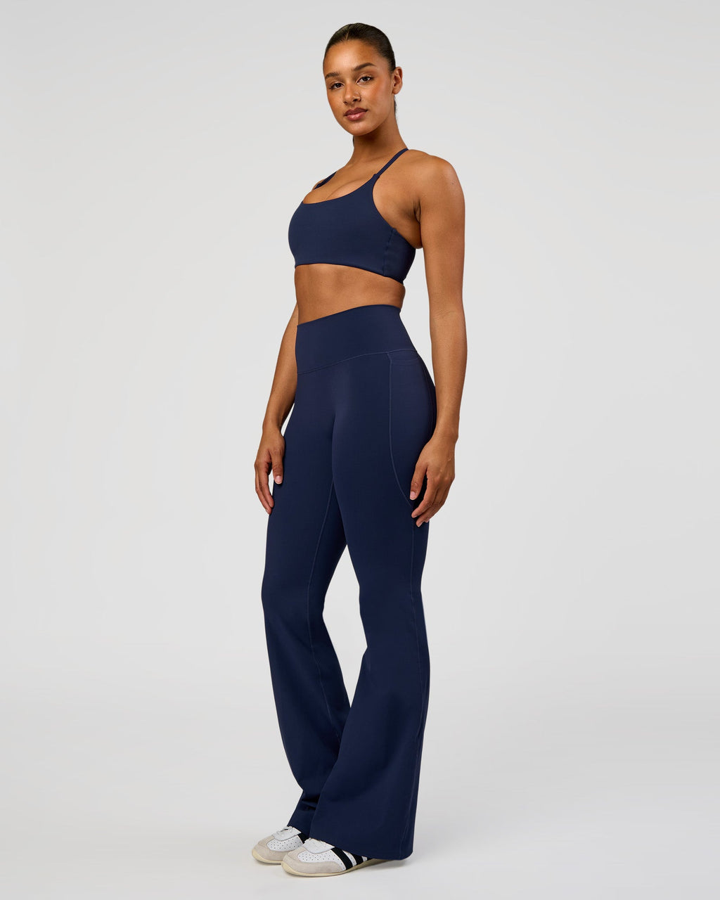 Fusion V-Contour High-Rise Flared Tall Legging Pockets - Future Navy