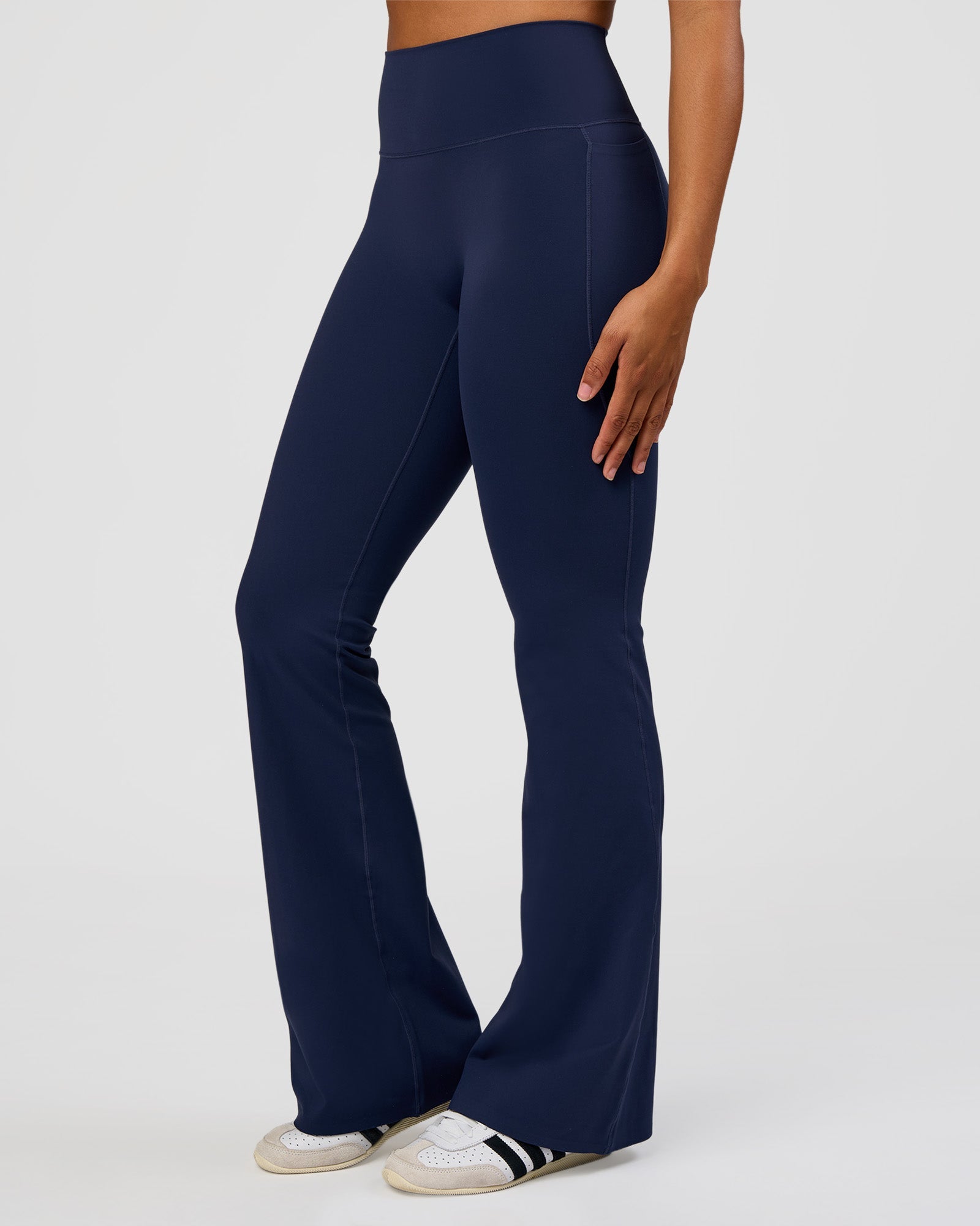 Fusion V-Contour High-Rise Flared Tall Legging Pockets - Future Navy