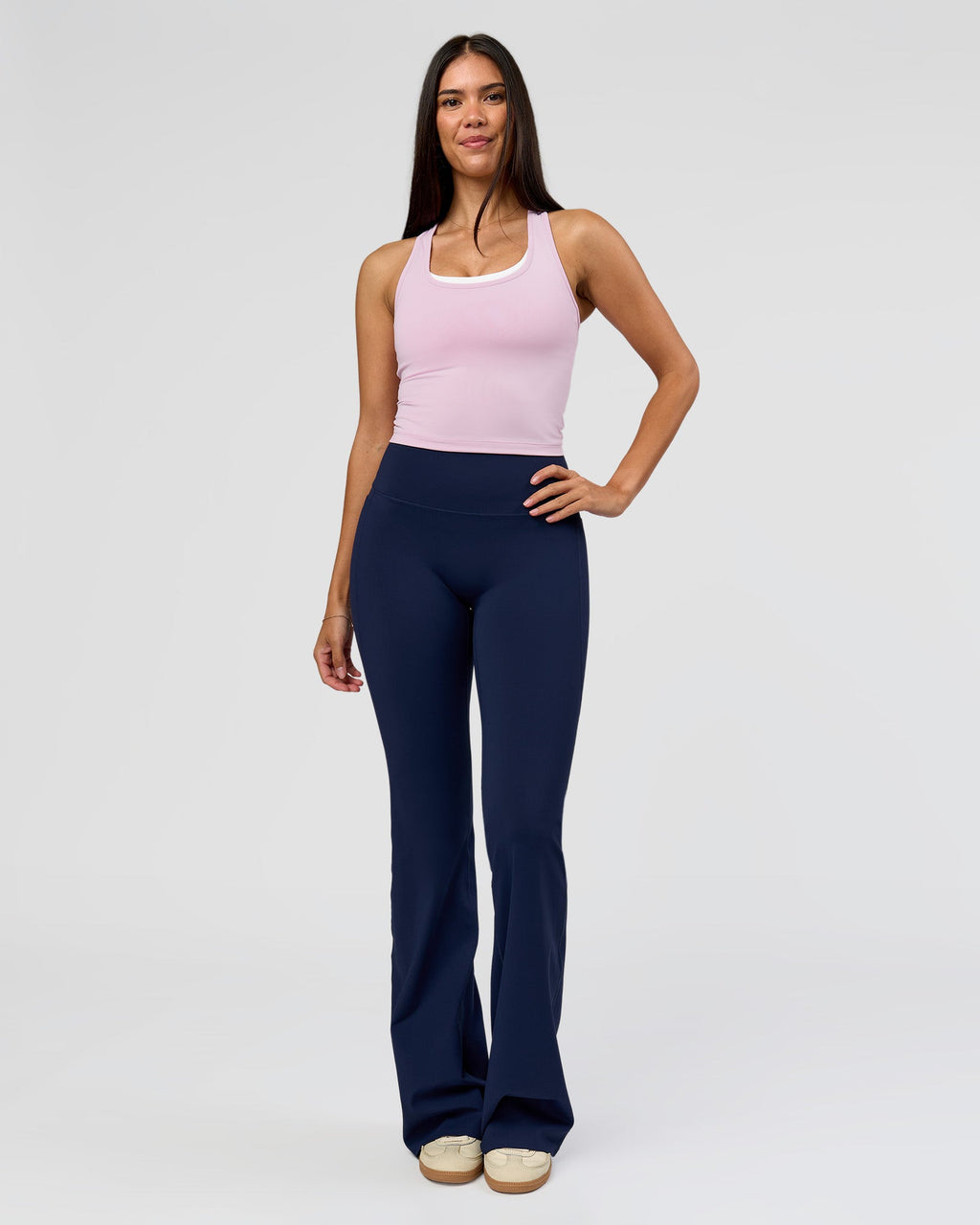 Fusion V-Contour High-Rise Flared Tall Legging Pockets - Future Navy