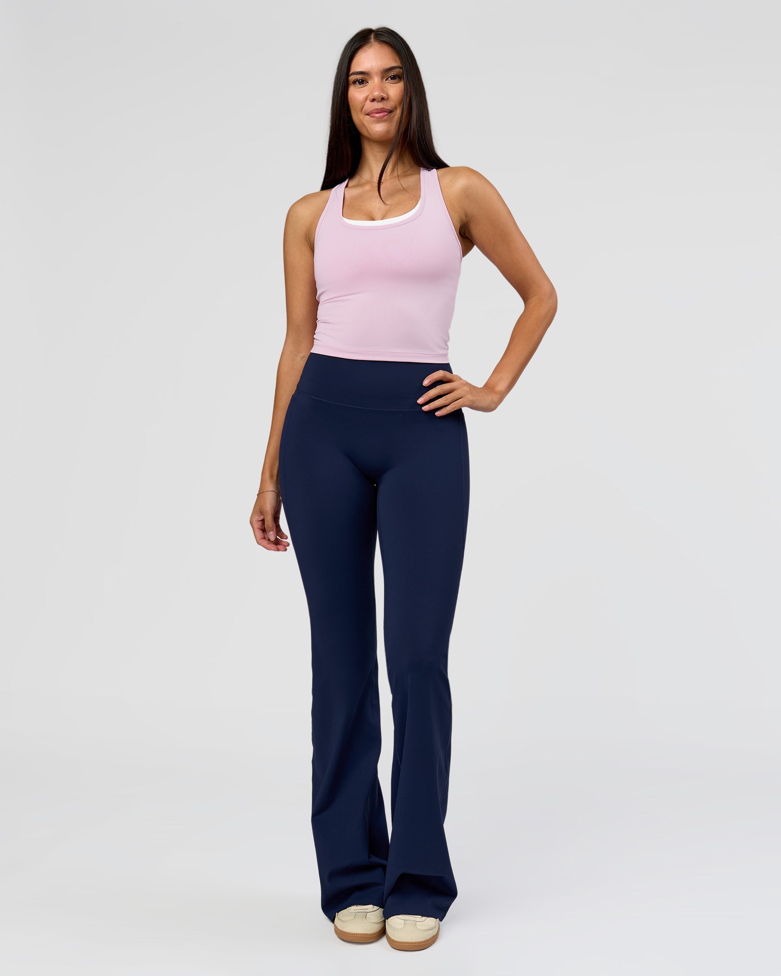 Fusion V-Contour High-Rise Flared Tall Legging Pockets - Future Navy