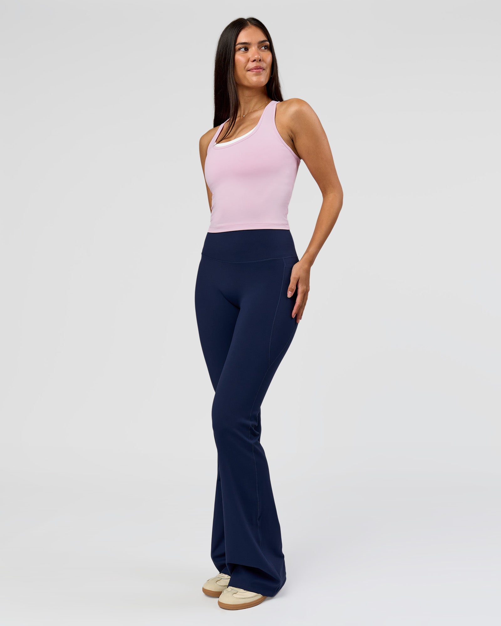 Fusion V-Contour High-Rise Flared Tall Legging Pockets - Future Navy