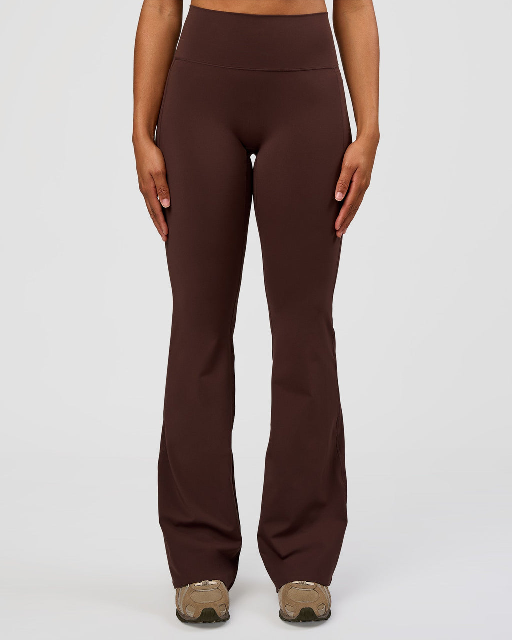 Fusion V-Contour High-Rise Flared Tall Legging Pockets - Hot Chocolate
