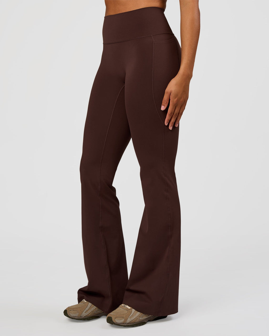 Fusion V-Contour High-Rise Flared Tall Legging Pockets - Hot Chocolate