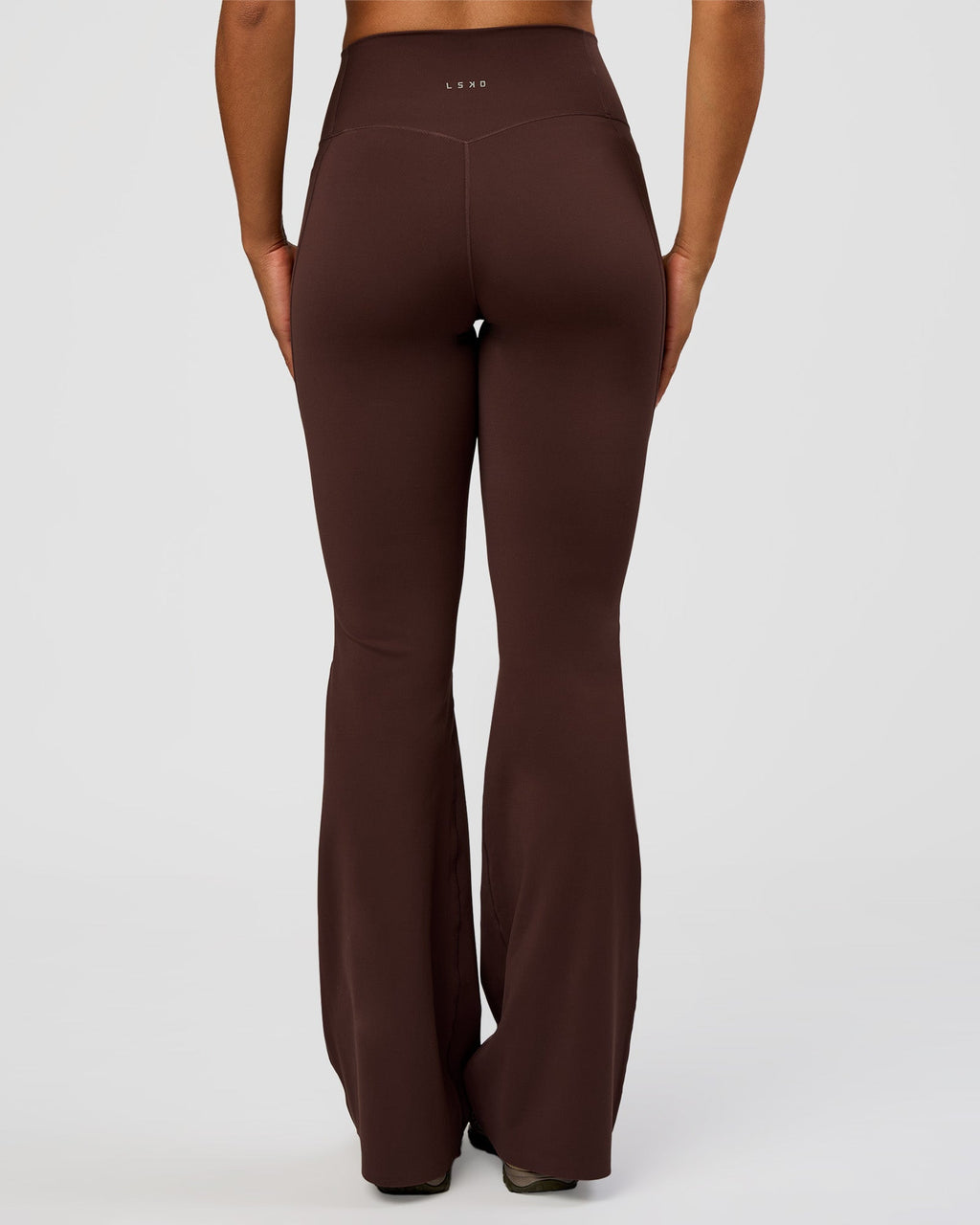 Fusion V-Contour High-Rise Flared Tall Legging Pockets - Hot Chocolate