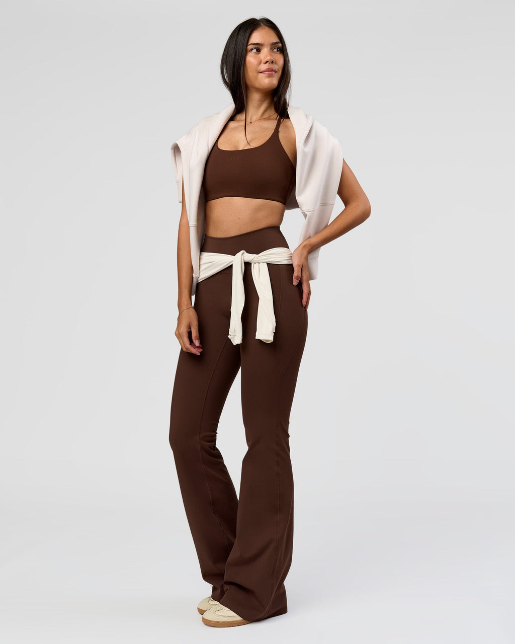 Fusion V-Contour High-Rise Flared Tall Legging Pockets - Hot Chocolate