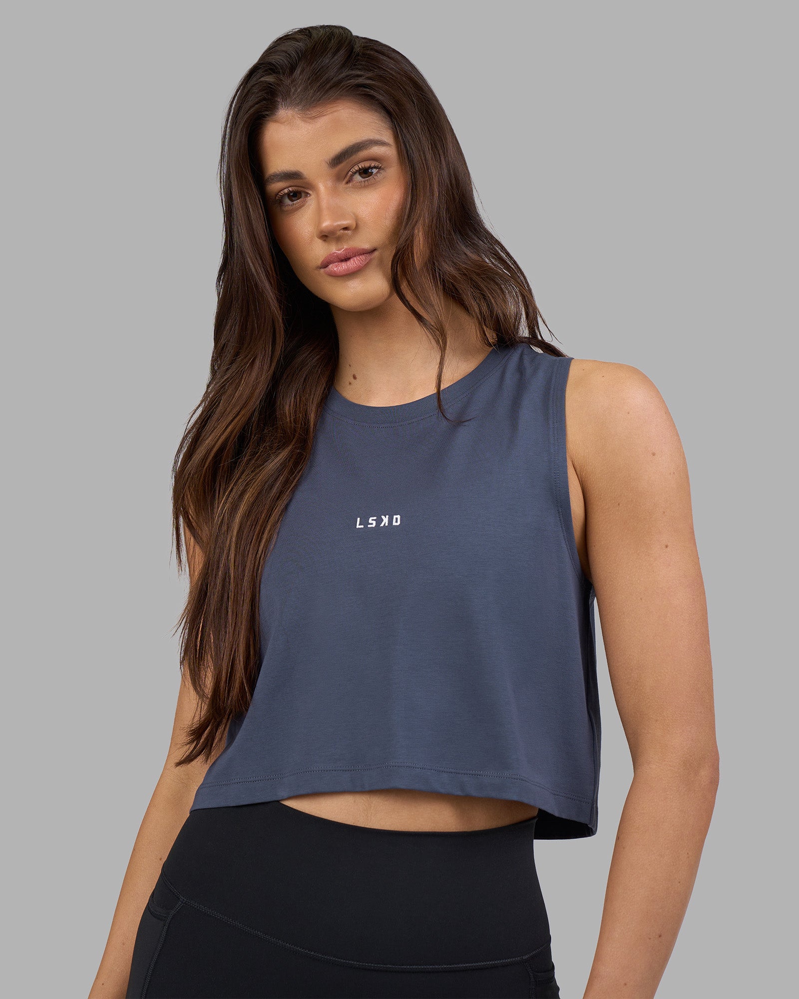 Go-To FLXCotton Tank - Night Shadow-White