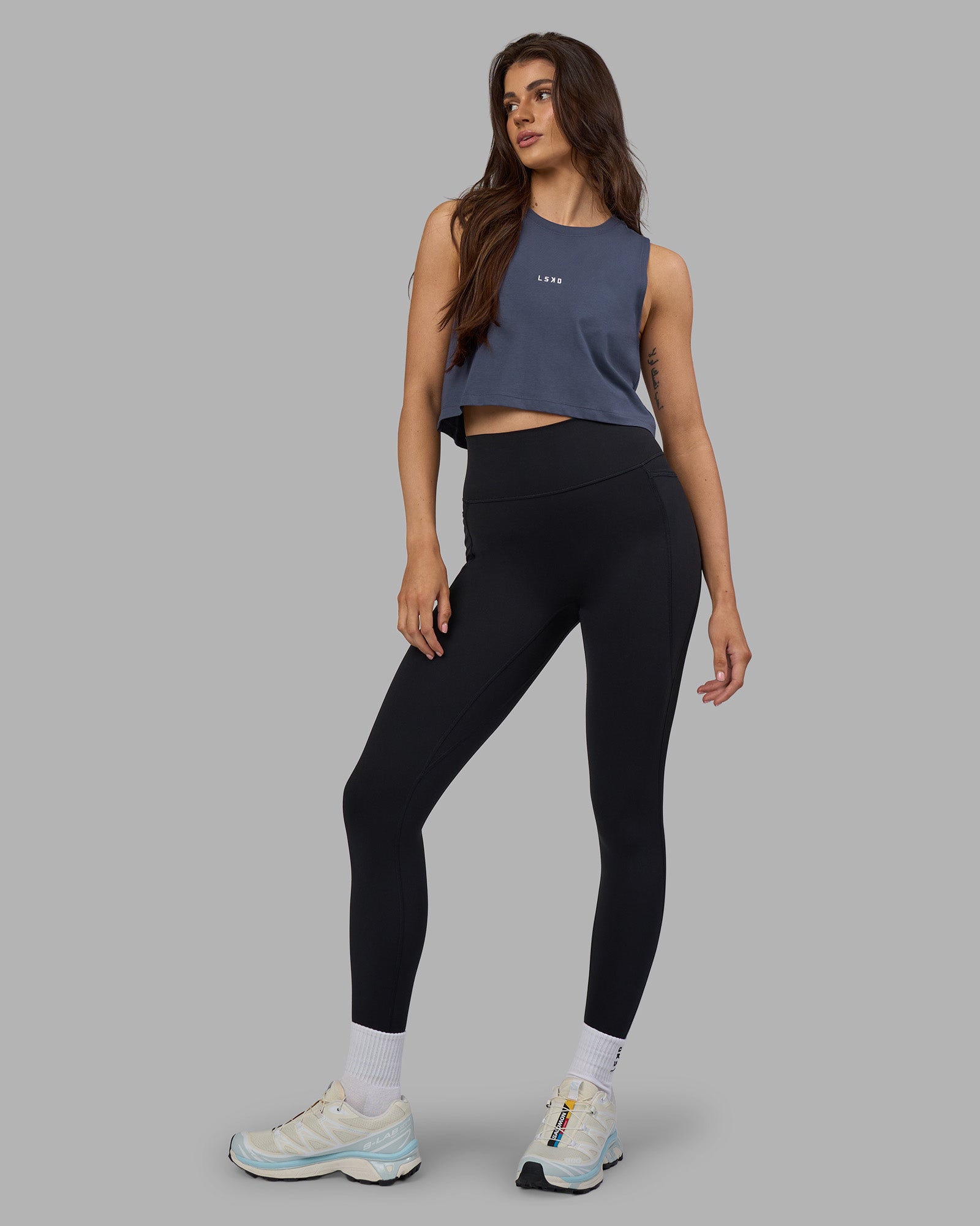 Go-To FLXCotton Tank - Night Shadow-White