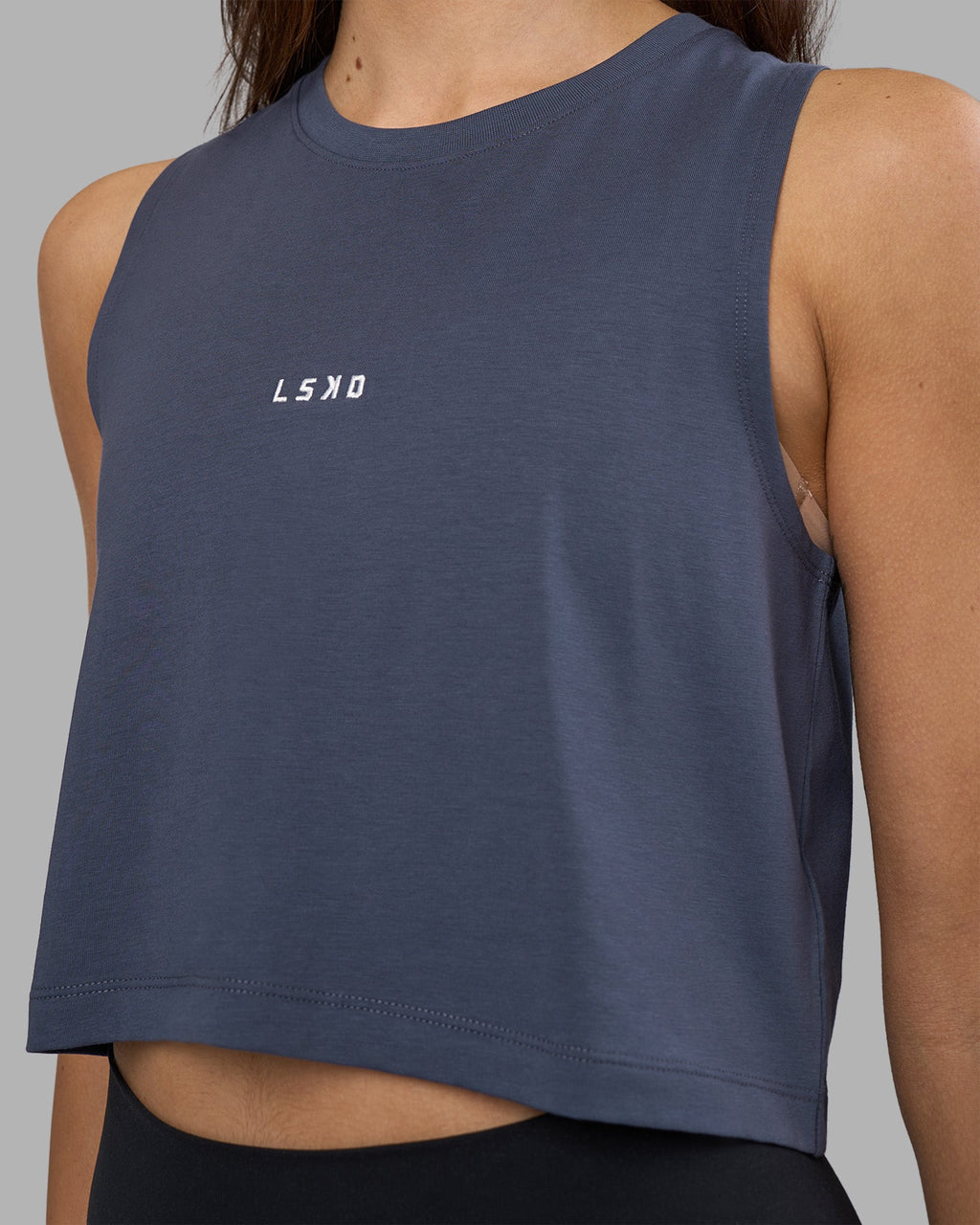 Go-To FLXCotton Tank - Night Shadow-White