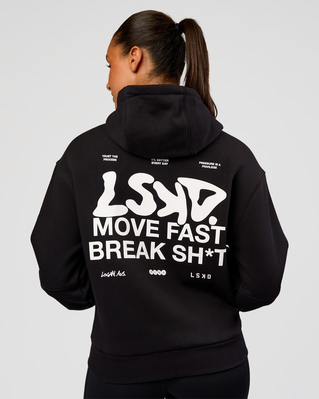 Run Fast Lift Heavy Hoodie - Black-White