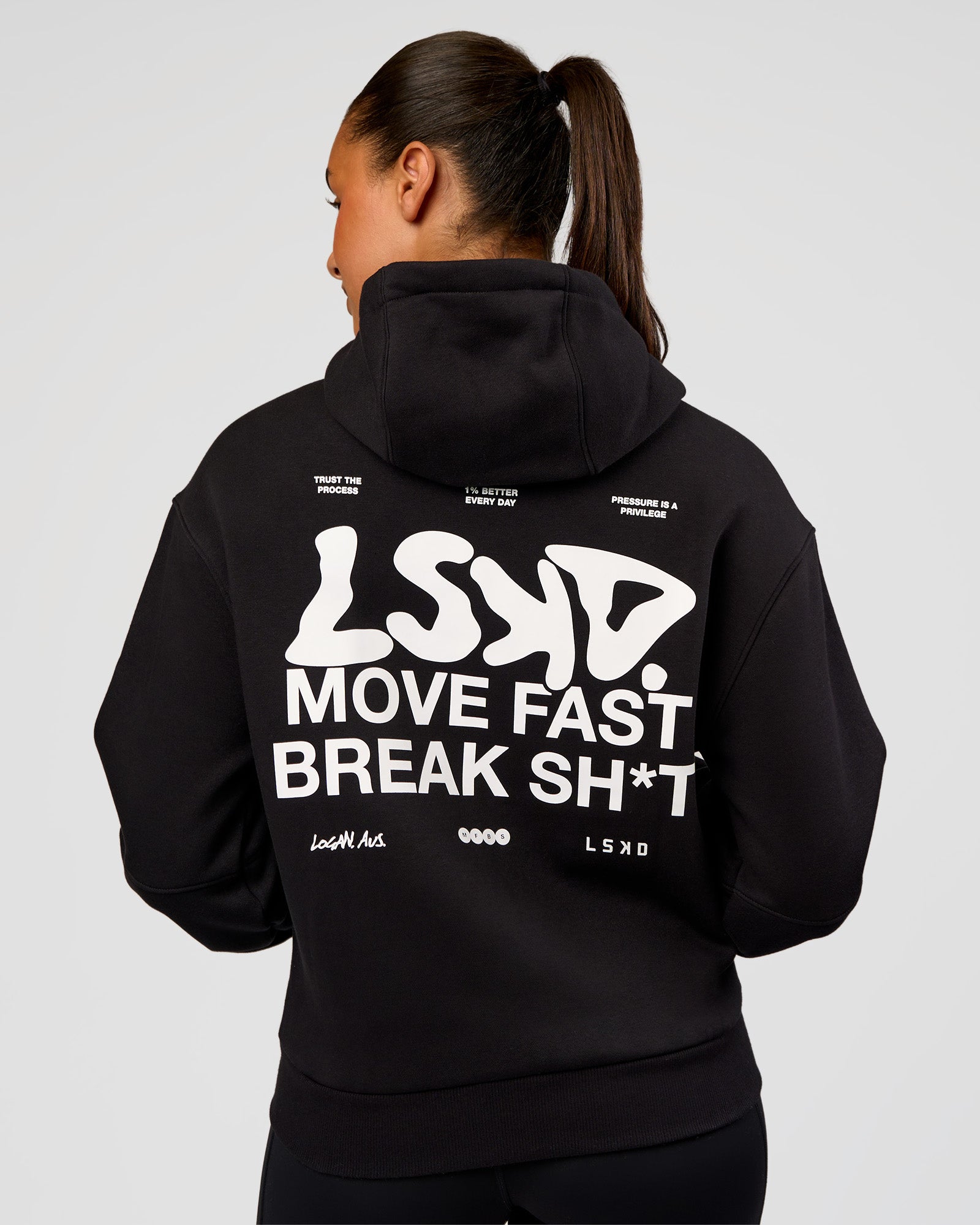 Run Fast Lift Heavy Hoodie - Black-White