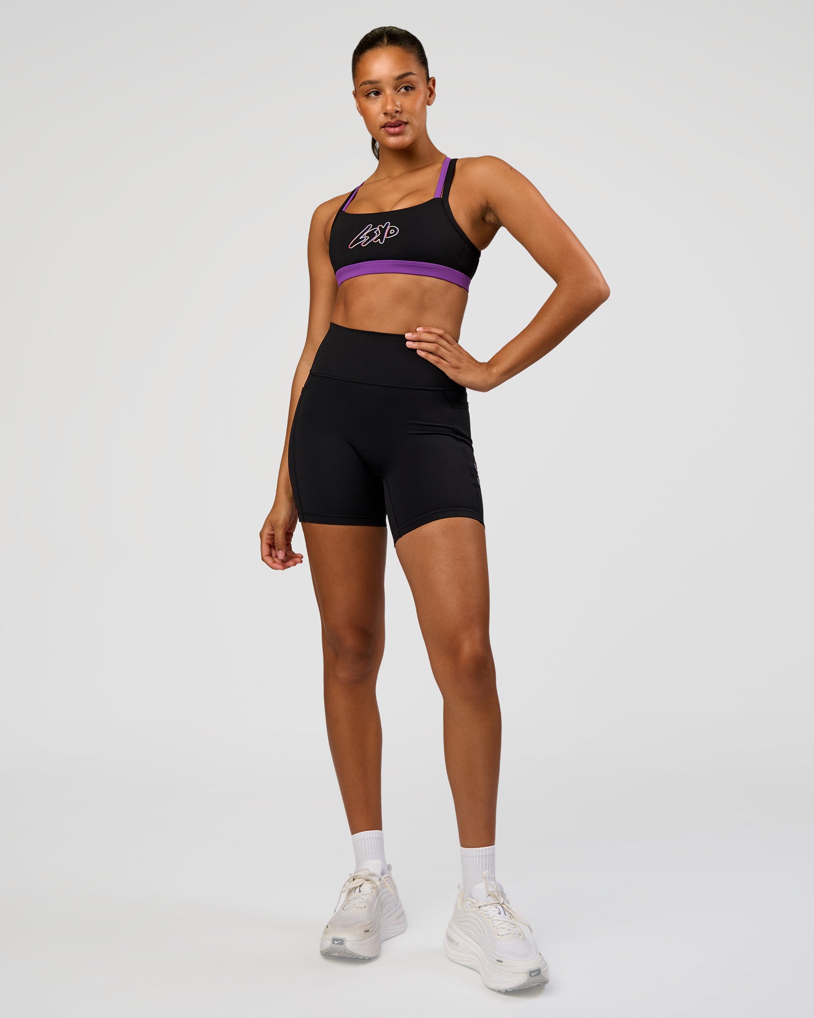 Velocity Graphic Sports Bra - Black-Radiate