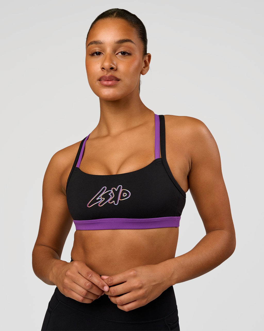 Velocity Graphic Sports Bra - Black-Radiate