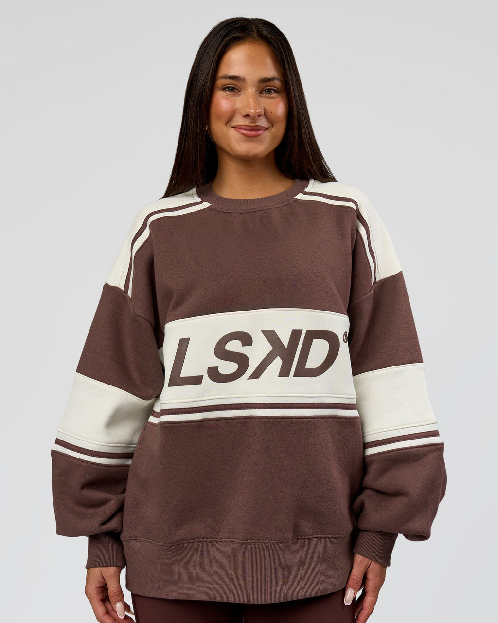 A-Team Sweater Oversize - Cocoa Powder-Off White