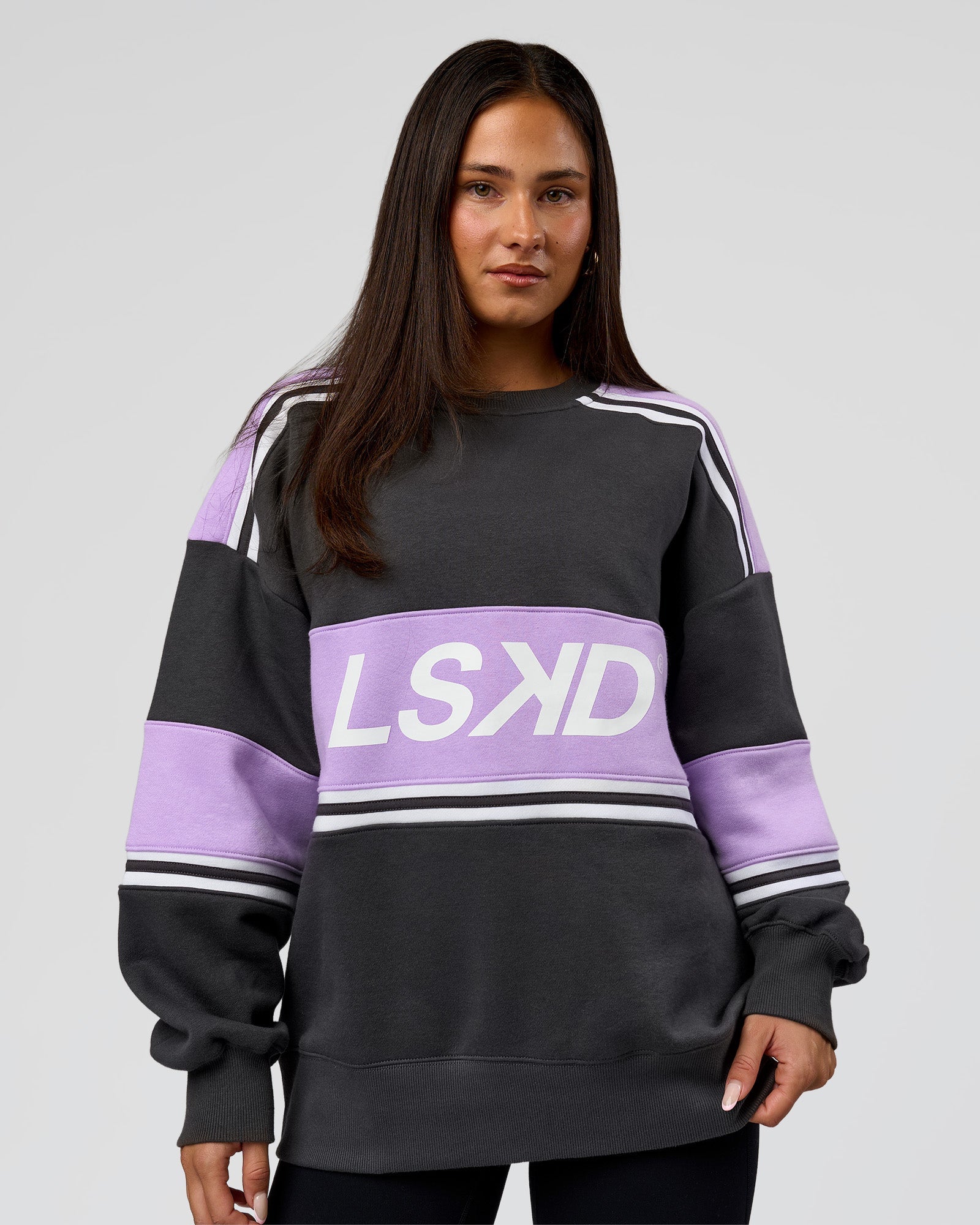 A-Team Sweater Oversize - Dark Storm-Pale Lilac