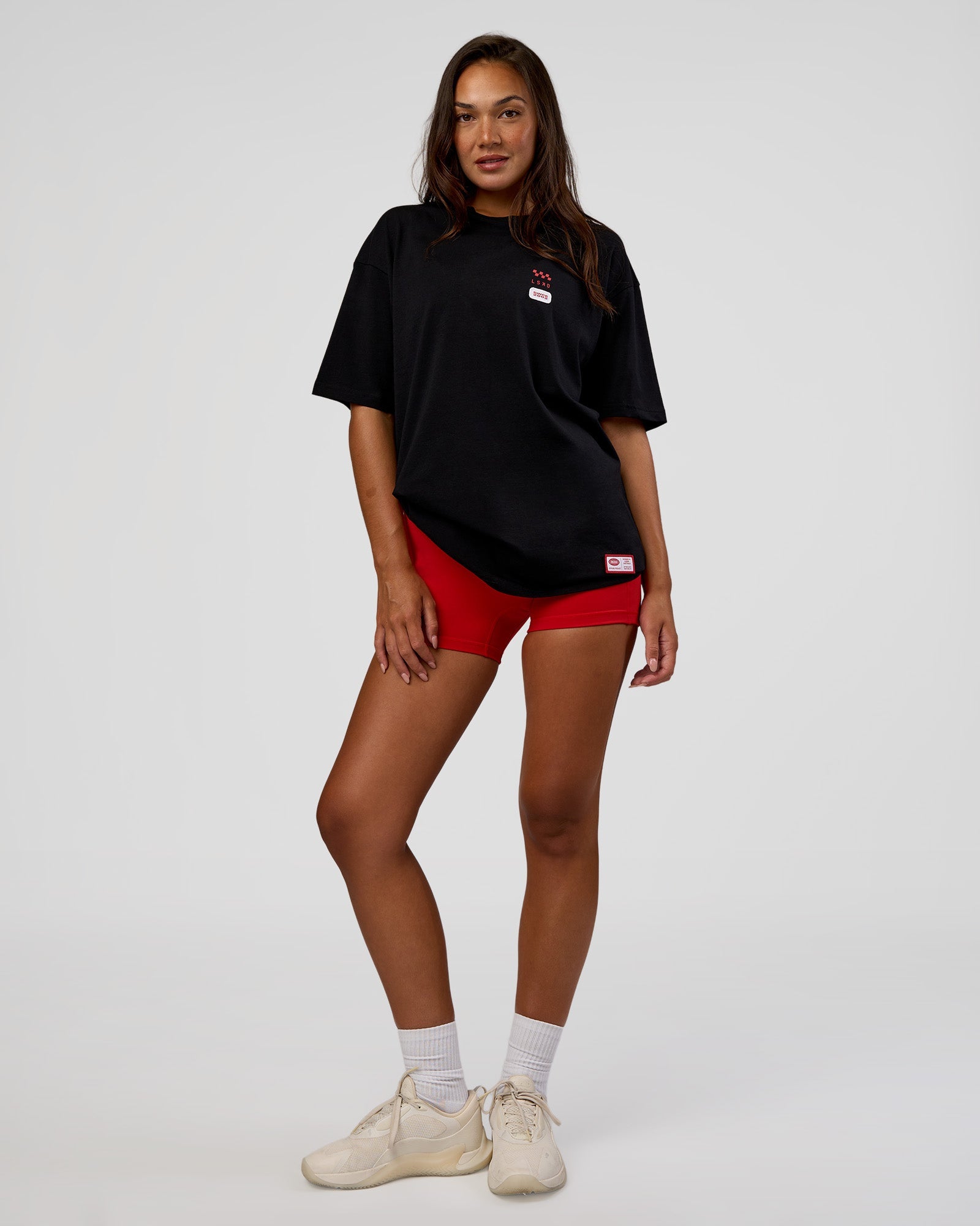 Archive FLXCotton Oversized Tee - Black-Scarlet