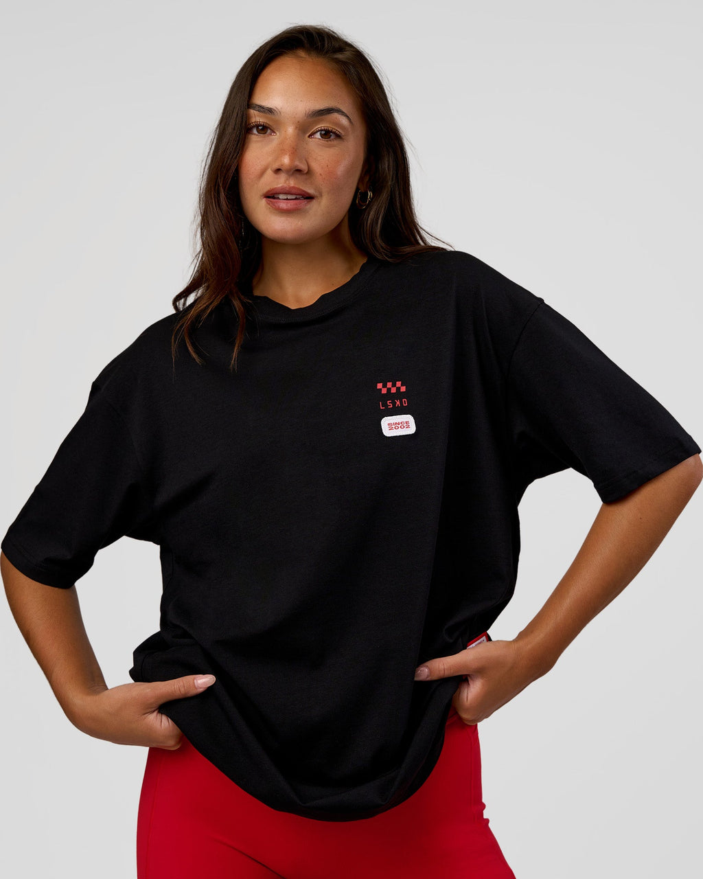 Archive FLXCotton Oversized Tee - Black-Scarlet