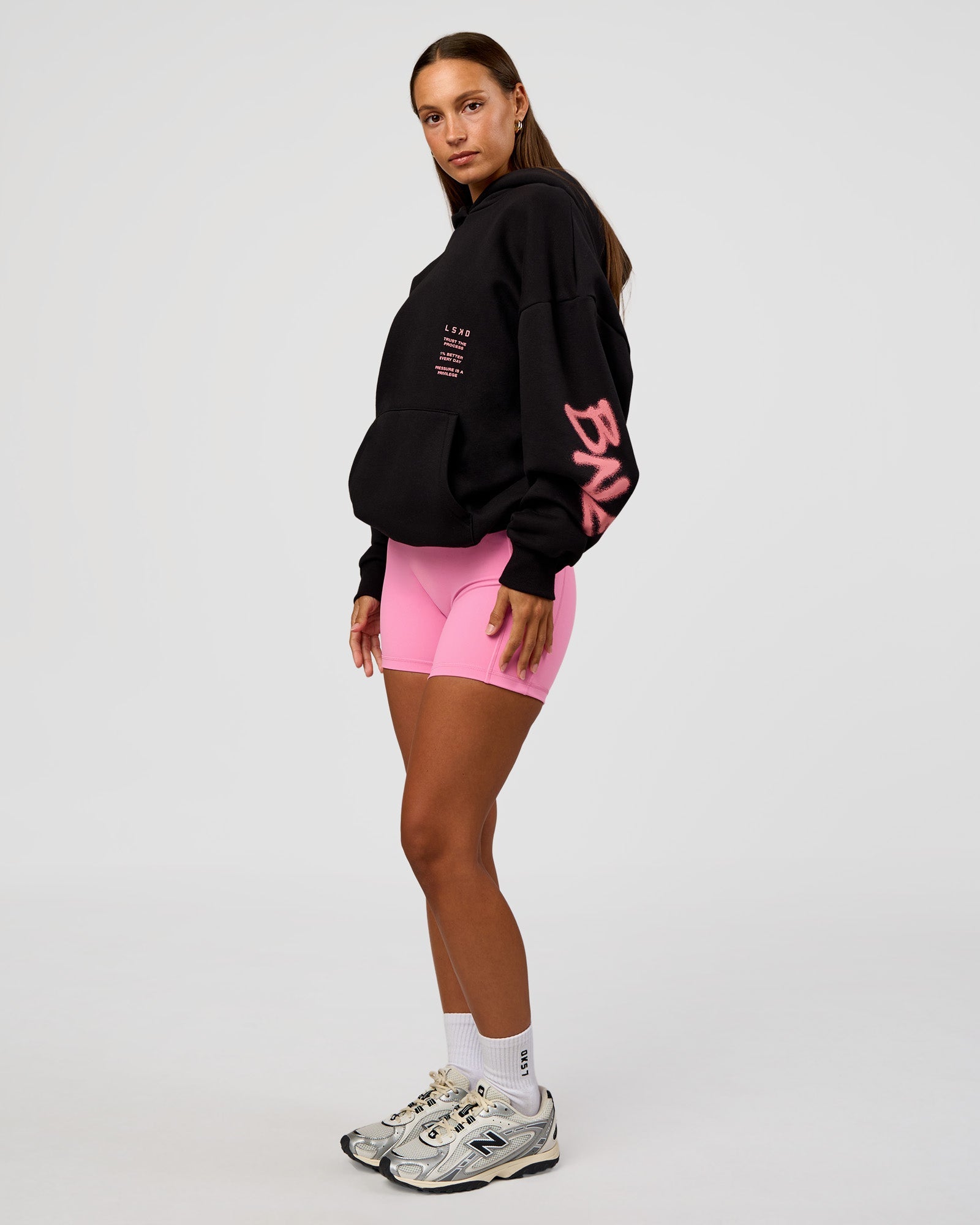 CFT BNE 26 Unisex Oversized Hoodie - Black-Candy Pink