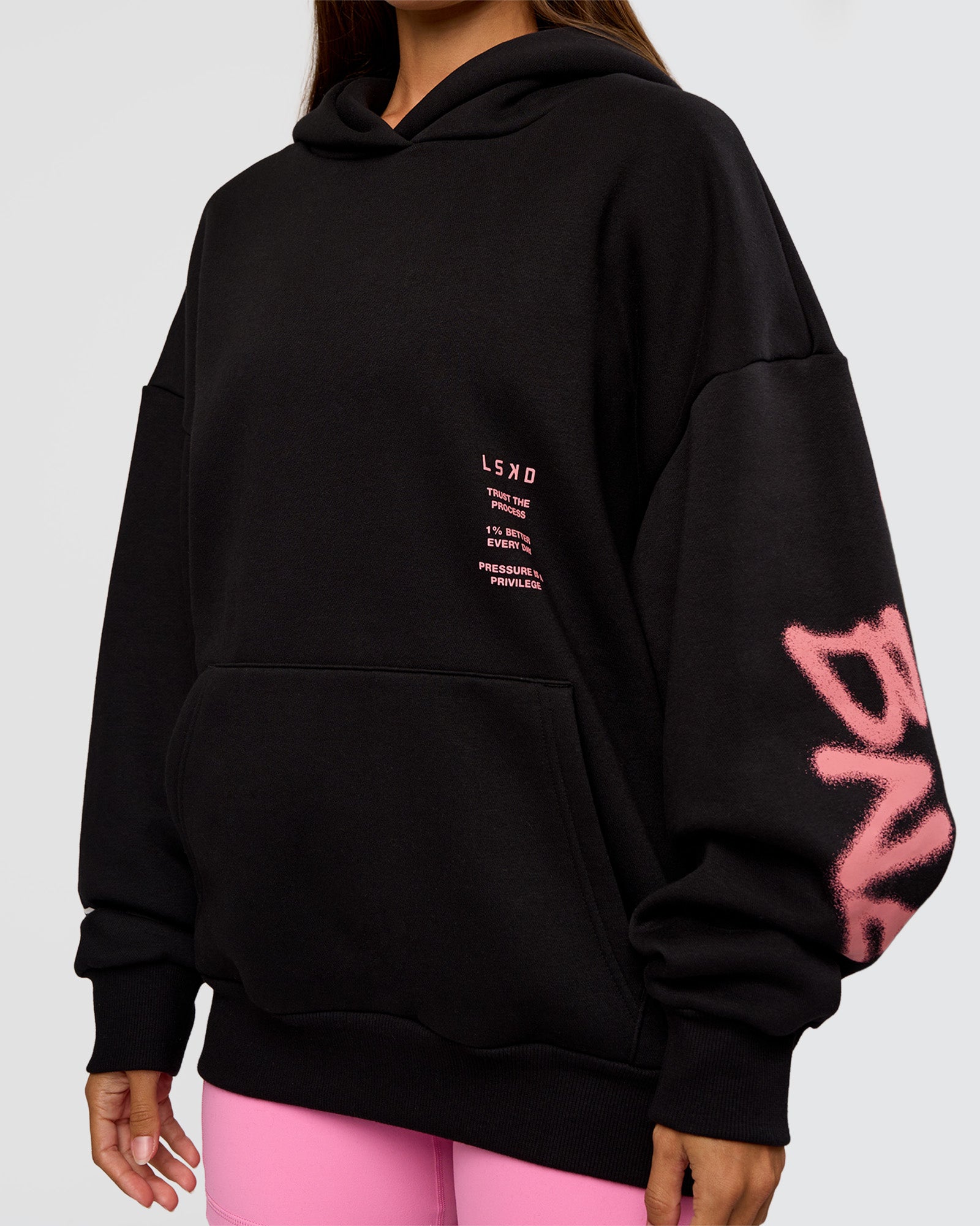 CFT BNE 26 Unisex Oversized Hoodie - Black-Candy Pink