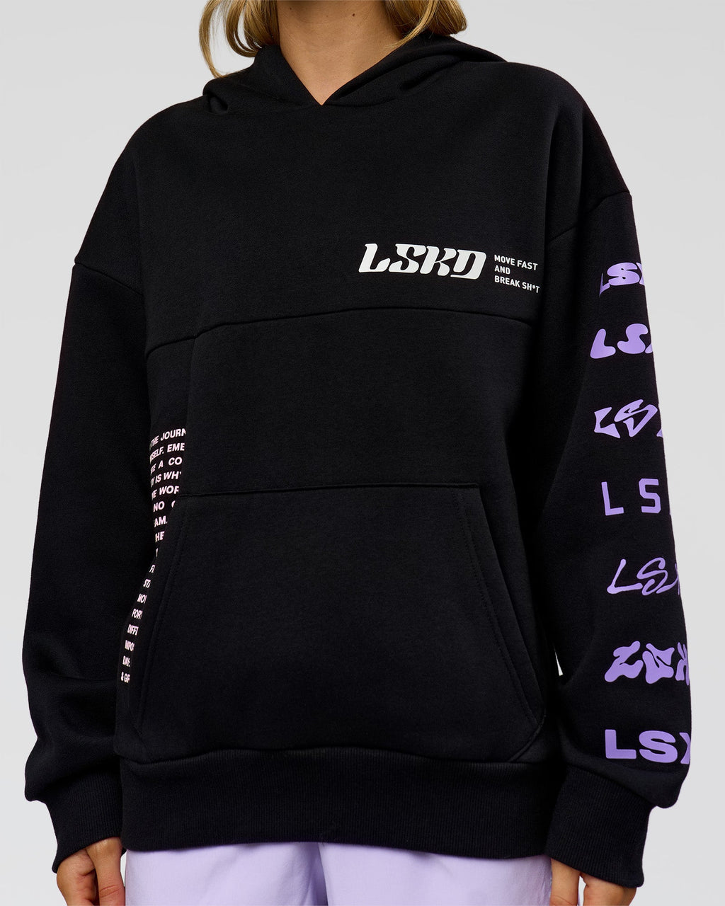 Deconstructed Fleece Hoodie - Caviar-Marshmallow-Pale Lilac