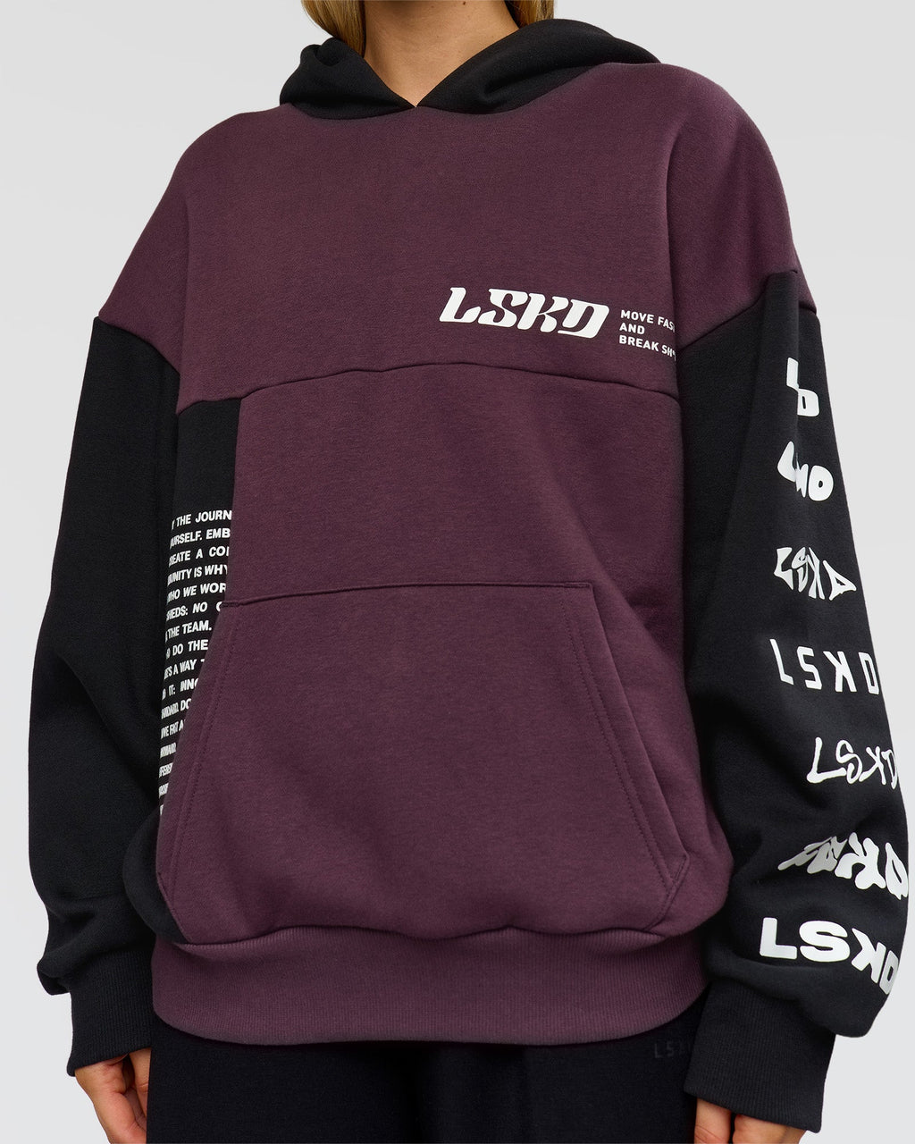 Deconstructed Fleece Hoodie - Caviar-Midnight Plum