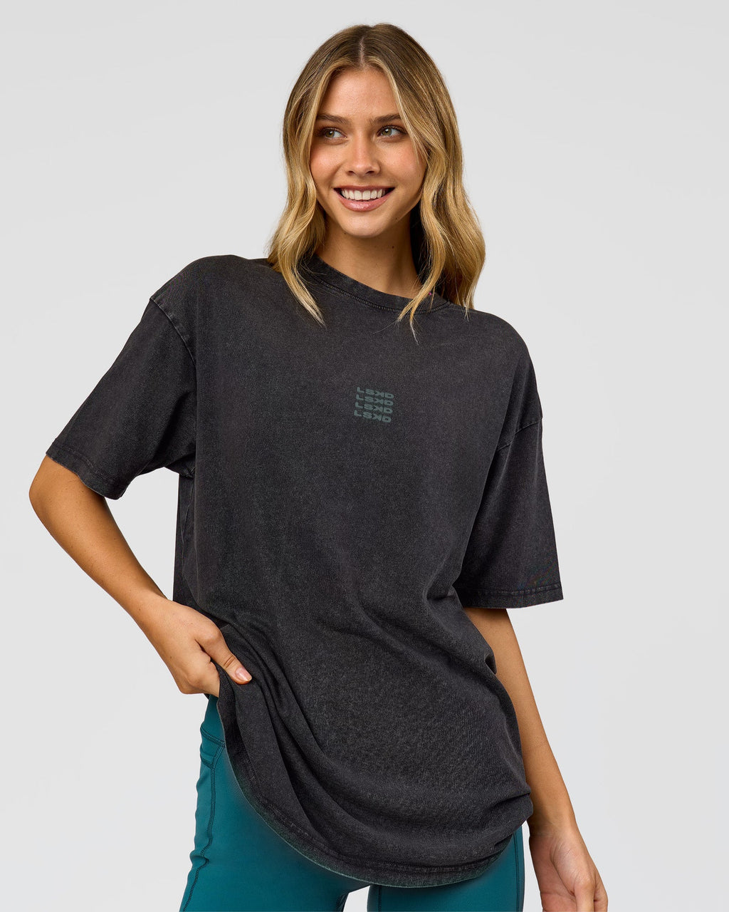 Everyday Elevation FLXCotton Oversized Tee - Black Washed-Carbon Green