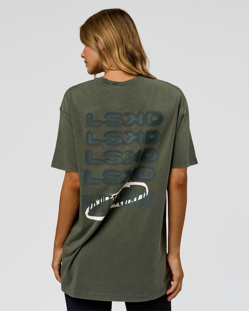 Everyday Elevation FLXCotton Oversized Tee - Carbon Green Washed -White