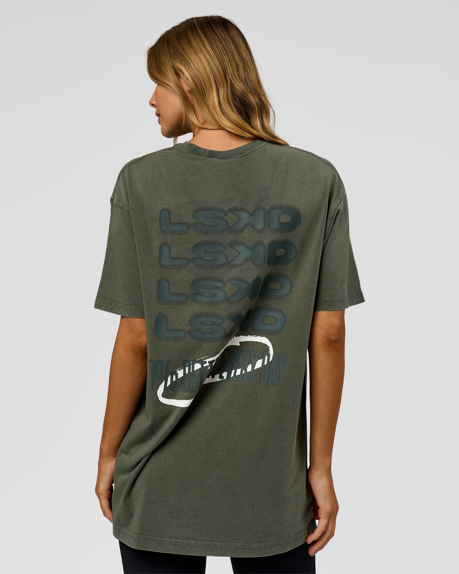 Everyday Elevation FLXCotton Oversized Tee - Carbon Green Washed -White