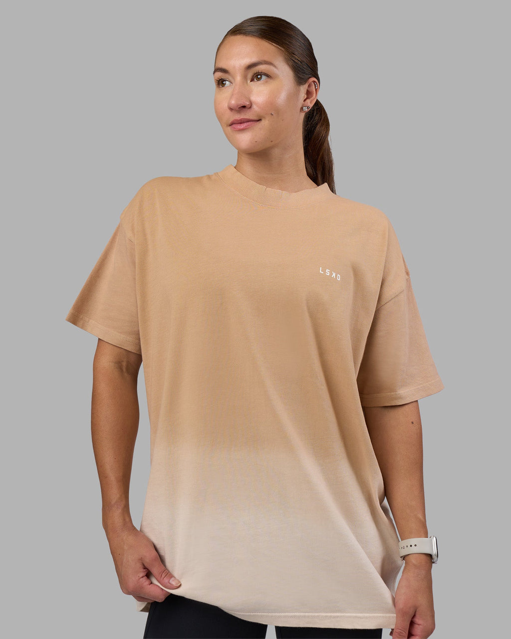 Faded Heavyweight Oversized Tee - Warm Smoke-White