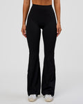 Fusion V-Contour High-Rise Flared Legging Pockets - Black
