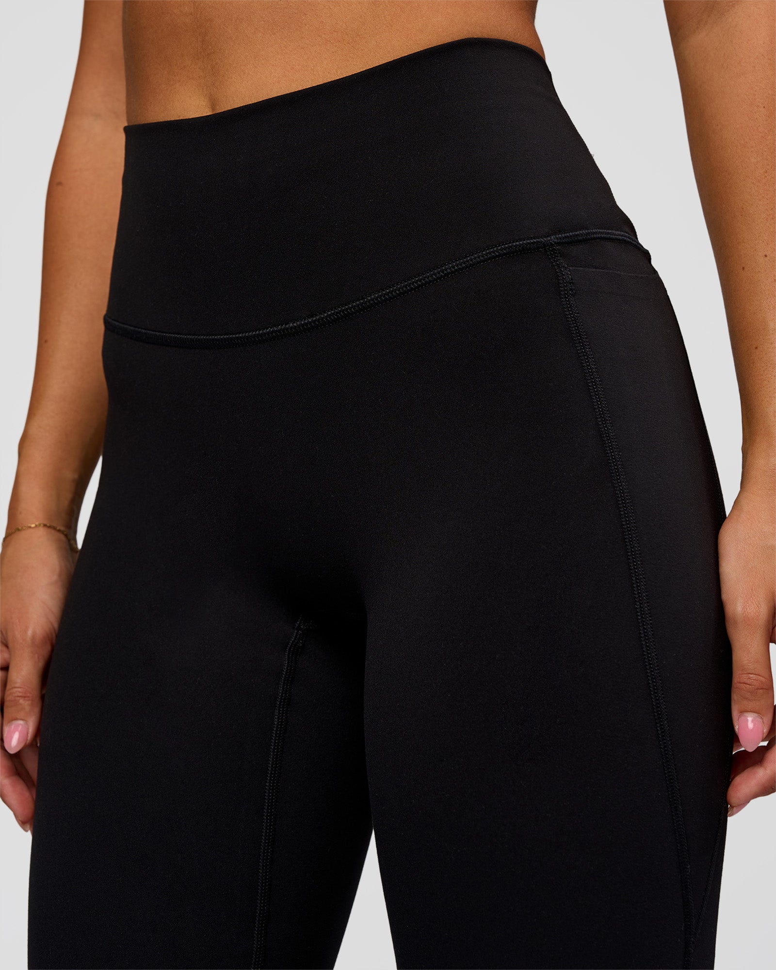 Fusion V-Contour High-Rise Flared Legging Pockets - Black