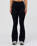 Fusion V-Contour High-Rise Flared Petite Legging Pockets - Black