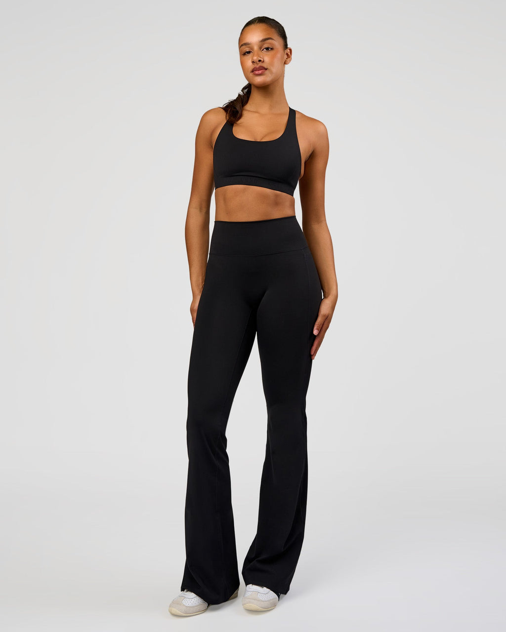 Fusion V-Contour High-Rise Flared Tall Legging Pockets - Black