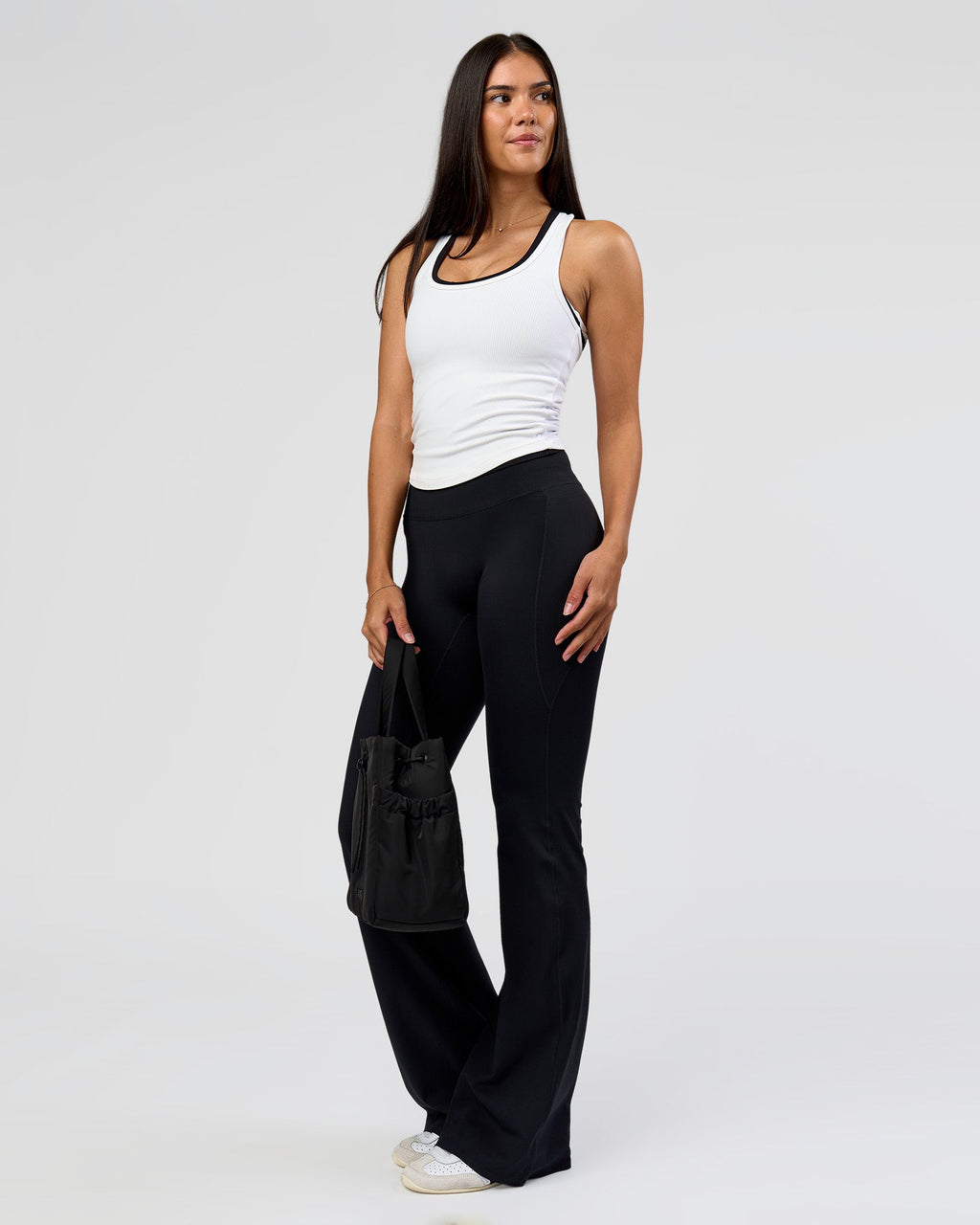 Fusion V-Contour High-Rise Flared Tall Legging Pockets - Black