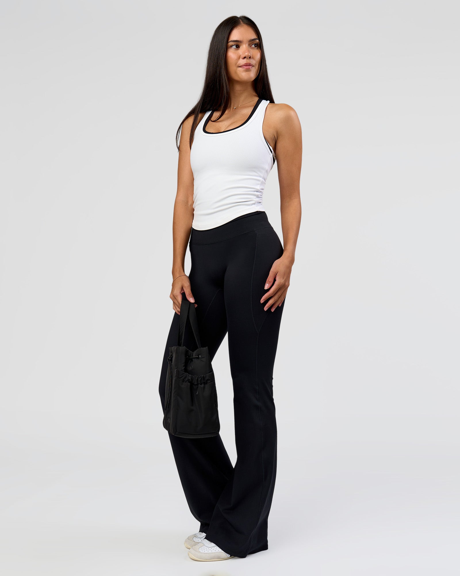 Fusion V-Contour High-Rise Flared Tall Legging Pockets - Black