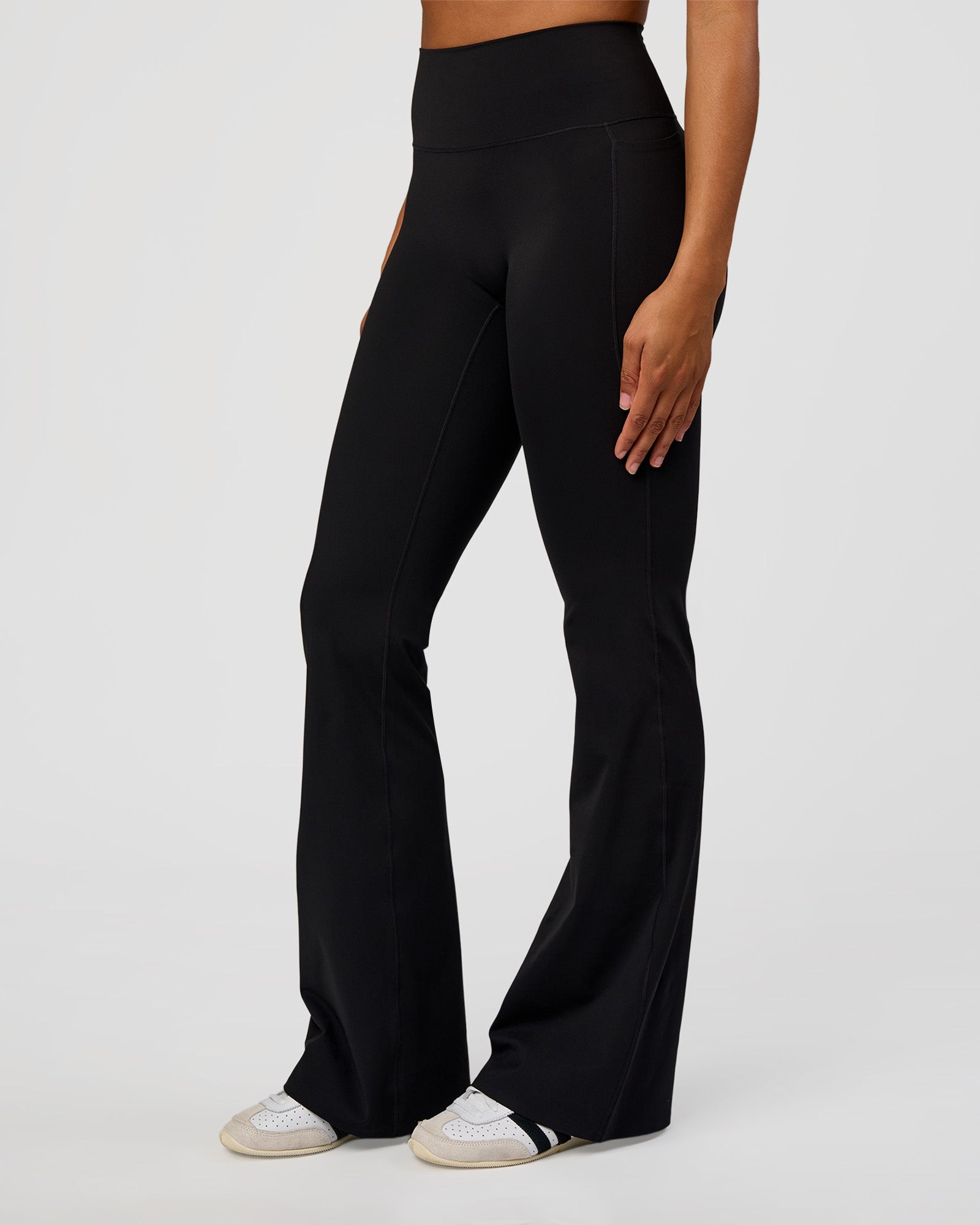 Fusion V-Contour High-Rise Flared Tall Legging Pockets - Black